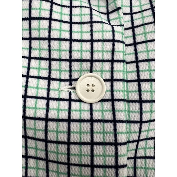 Vtg 70s Women Plaid Jacket Tag Sz 12 Blue Green Polyester Double Knit Mod Retro - Picture 3 of 11